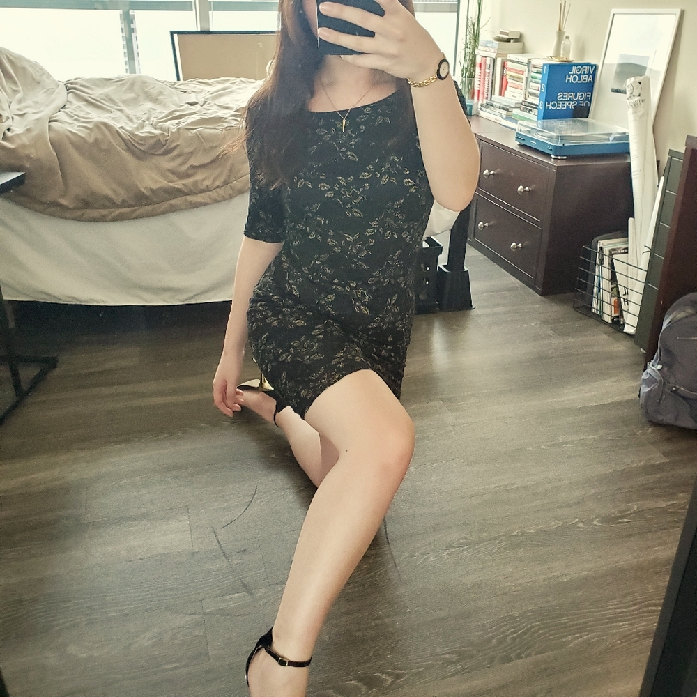 F21 • gold lace dress